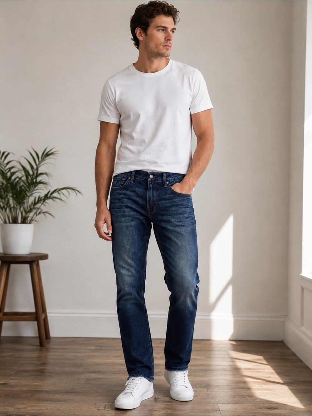 Guess Dark Wash Straight Leg Jeans 100% Cotton Men’s 33x31